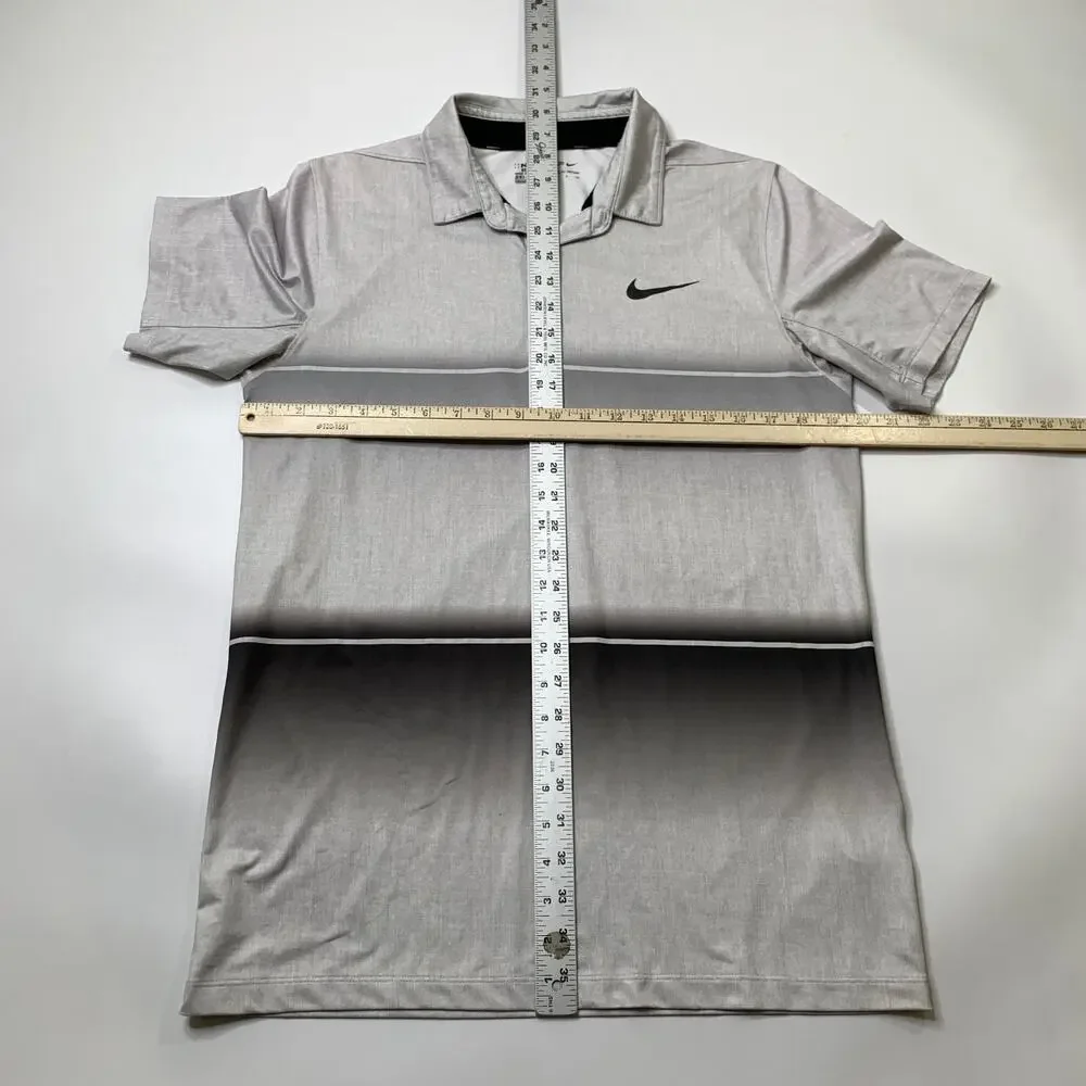 Nike Golf Shirt Mens S Small Standard Dri Fit Mobility Striped Performance Polo